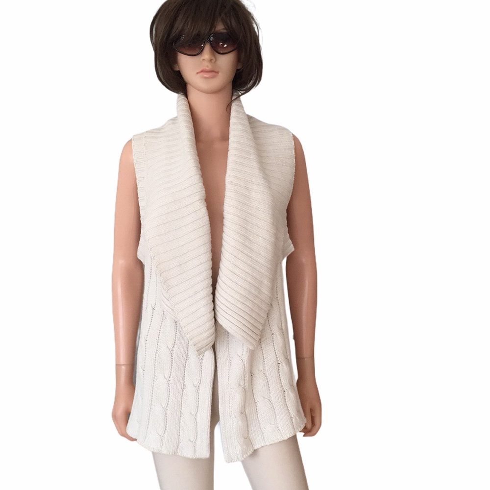 Ralph Lauren Blue Label Silk Cable Knit Shawl Collar Long Vest Sweater - Picture 9 of 10